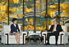Mrs Lam (left) meets with the Governor of Sichuan Province, Mr Yin Li (right) in Chengdu in the evening to conclude the HKSAR's efforts in the reconstruction support work in Sichuan.