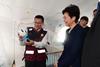The Chief Executive, Mrs Carrie Lam, visited the Sichuan University-The Hong Kong Polytechnic University Institute for Disaster Management and Reconstruction in Chengdu this afternoon (May 11). Photo shows Mrs Lam (third right) receiving a briefing on the China National Emergency Medical Team (Sichuan).